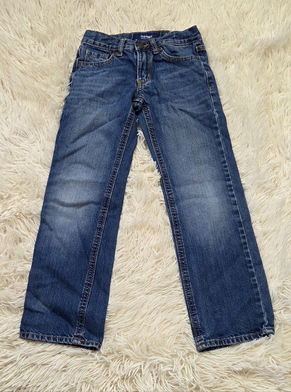 Old Navy Boys Size 8 Slim Straight Leg Denim Jeans Adjustable Waist Medium Wash